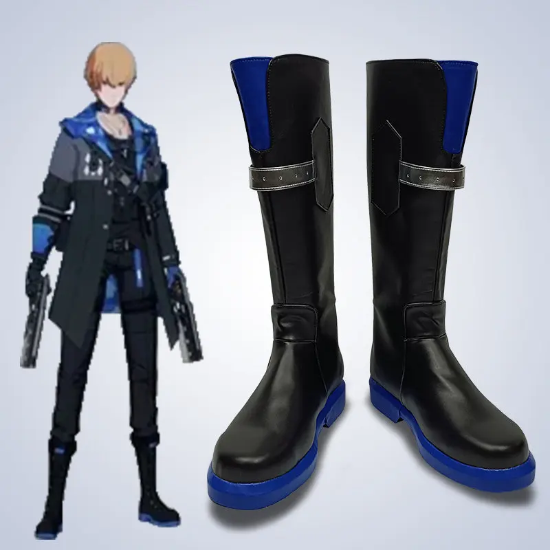 Anime Punishing: Gray Raven‌ Lee Cosplay Shoes Black Medium-Long PU Leather Boots For Halloween Carnival