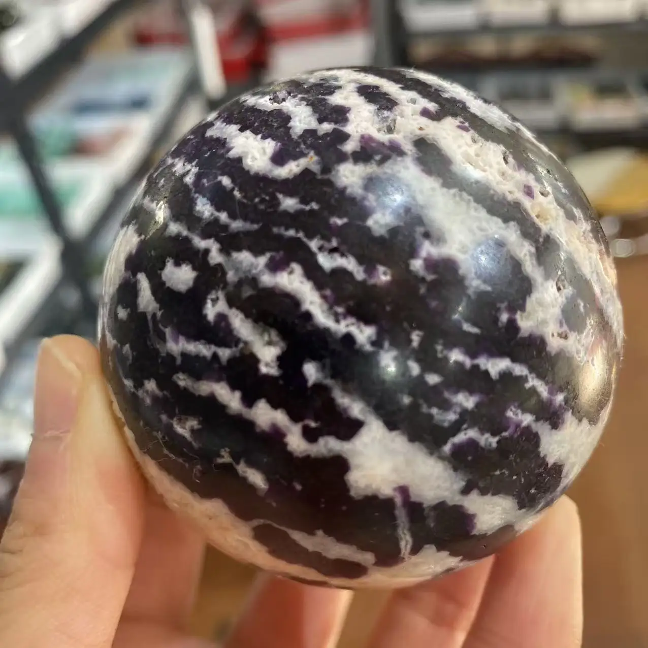 

Natural Purple Zebra Stone Quartz Crystal Sphere, With Healing Properties, For Home Decoration, Demagnetization Divination, Medi
