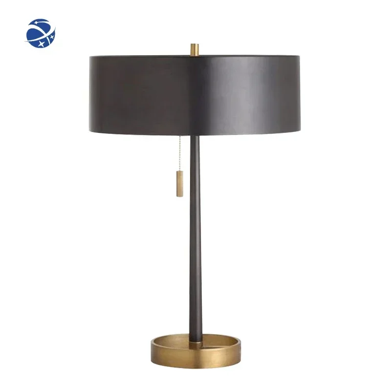 modern desk lighting indoor bedroom black fabric shade metal stand art deco table lamp