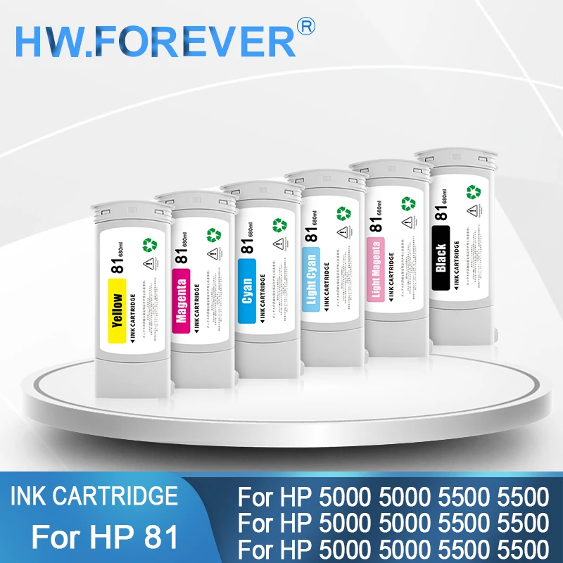 For HP 81 Compatible Ink Cartridge For HP Designjet 5000 5500 5000PC 5500ps Printer With Pigment Ink Stable Chip Vivid Ink Tank