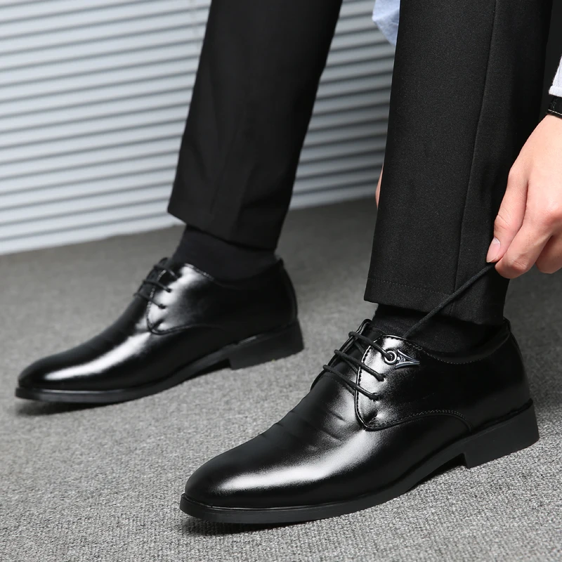 Leather Shoes for Men Luxury Formal Dress Male Plus Size Party Wedding Office Work Slip Business Casual Oxfords Loafers Fomer