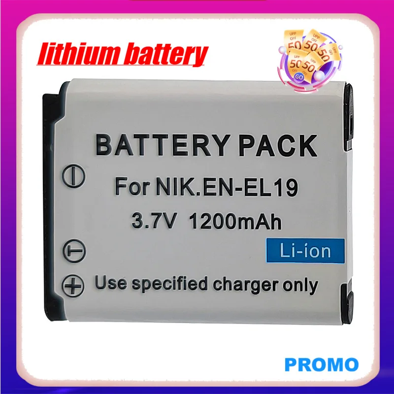 

EN-EL19 EN EL19 Camera Battery 3.7V 1200mAh for Nikon Coolpix S2500 S3300 S4300 S3100 S2600 W100 W150 S3200 Camera High Quality
