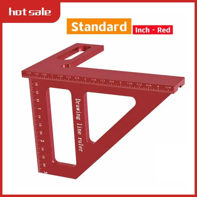 

Carpenter Square Aluminum Miter Triangle Ruler Precision Hole Scriber Woodworking Square Protractor 45/90 Degree Easy To Use Red