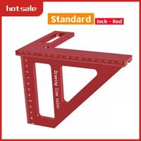 Carpenter Square Aluminum Miter Triangle Ruler Precision Hole Scriber Woodworking Square Protractor 45/90 Degree Easy To Use Red