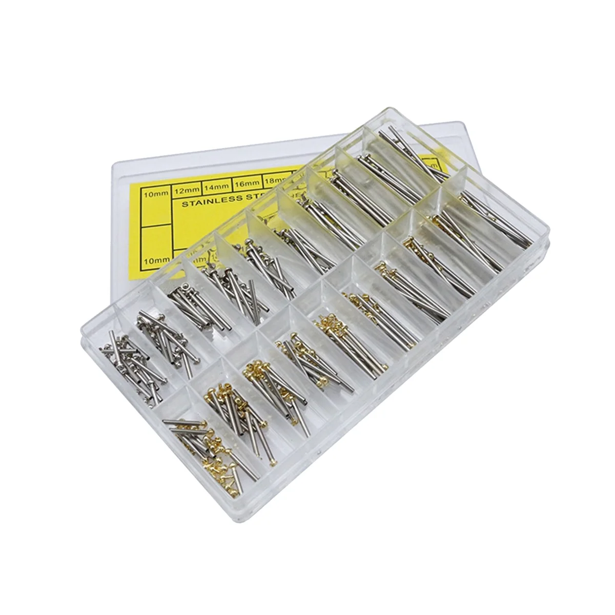 

200Pcs 10-28mm Watch Strap Link Pins Connection Fixed Shaft Stainless Steel Raw Ear Rod Watch Bolt Hand Repair Tool Set