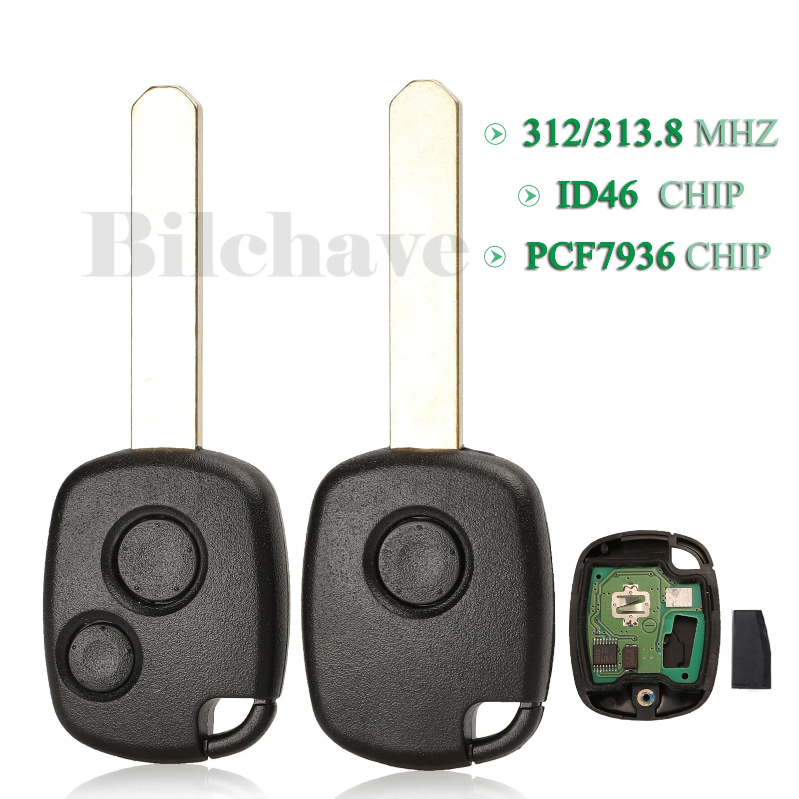 

jingyuqin 1/2 Buttons 312/313.8Mhz Remote Car Key ID46 PCF7936 Chip Fob For Honda CR-V Odyssey Fit City Civic With Uncut Blade