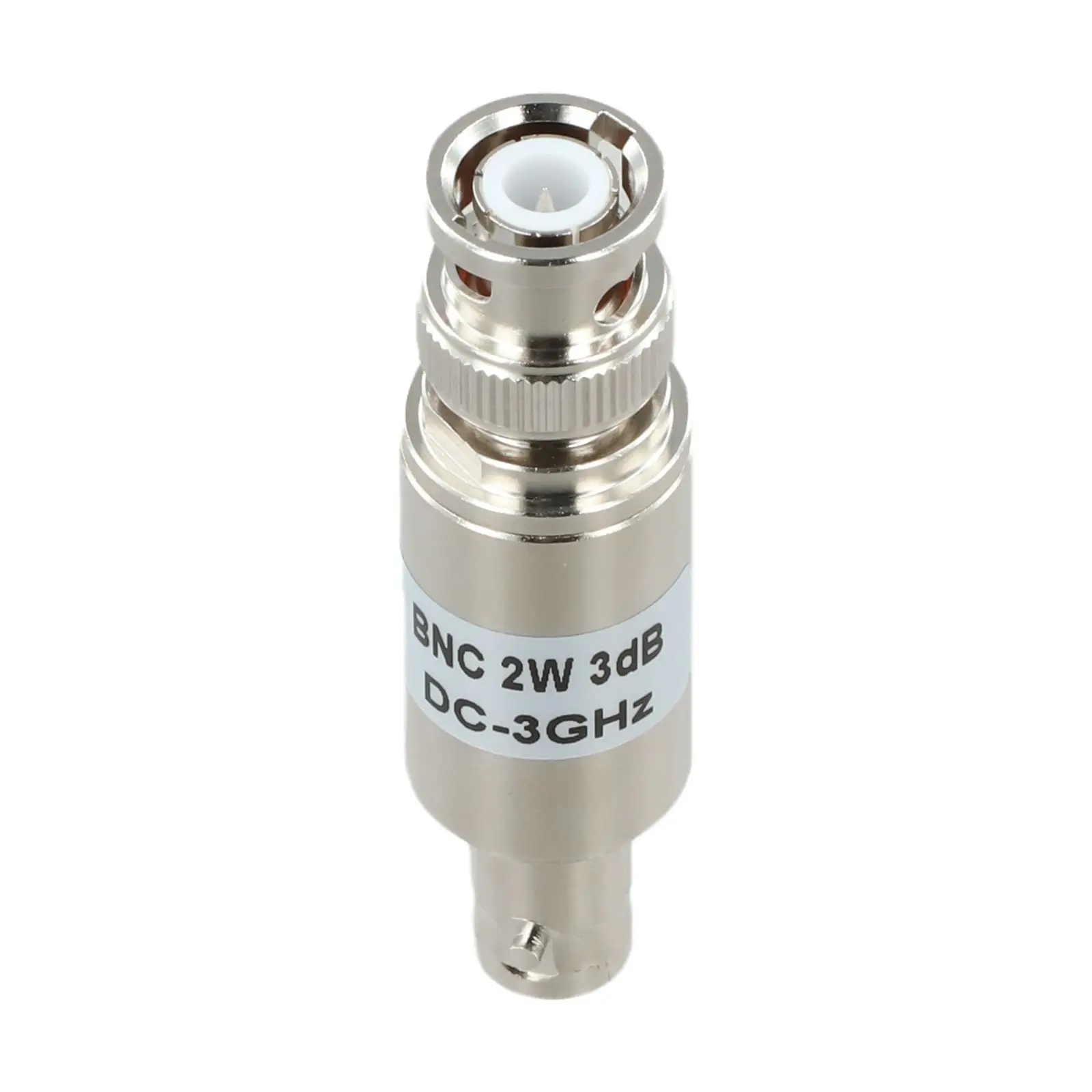 RF Fixed Attenuator 2W 3dB BNC Connector Male to with Stainless Steel and Wide DC to 3GHz Compatibility RF Fixed
