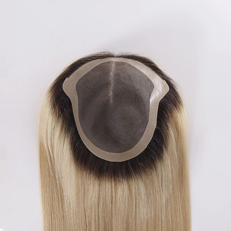 

Wholesale Ombre Blonde Russian Virgin Human Hair Mono Base Human Hair Topper Luxury Hair Toppers For White Women