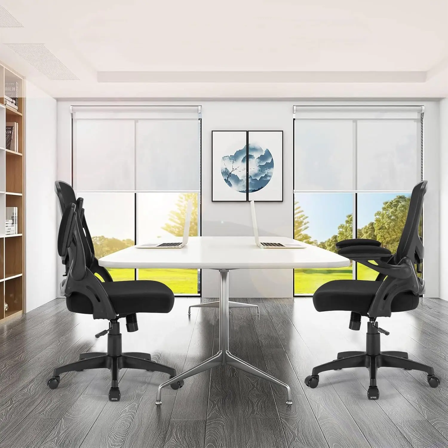 Office Chair Ergonomic, Comfy Desk Chair With Flip Up Arms, Mesh Computer Chair With Adjustable Lumbar Support, Home Office