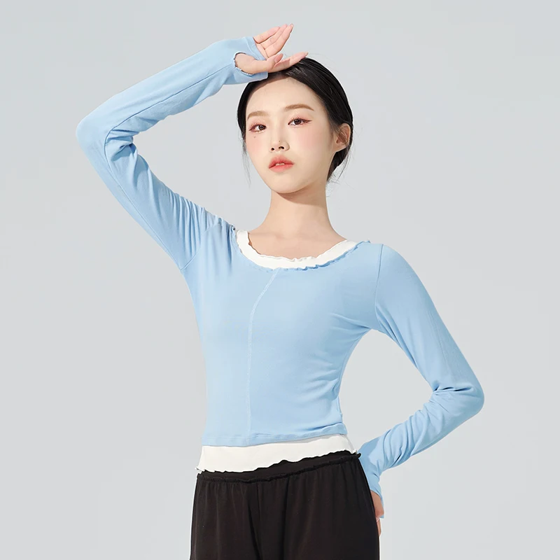 Women's Long Sleeve Dance Top, Chinese Classical Ballet Practice Wear, Elegant Performance Gymnastic Clothing for Women