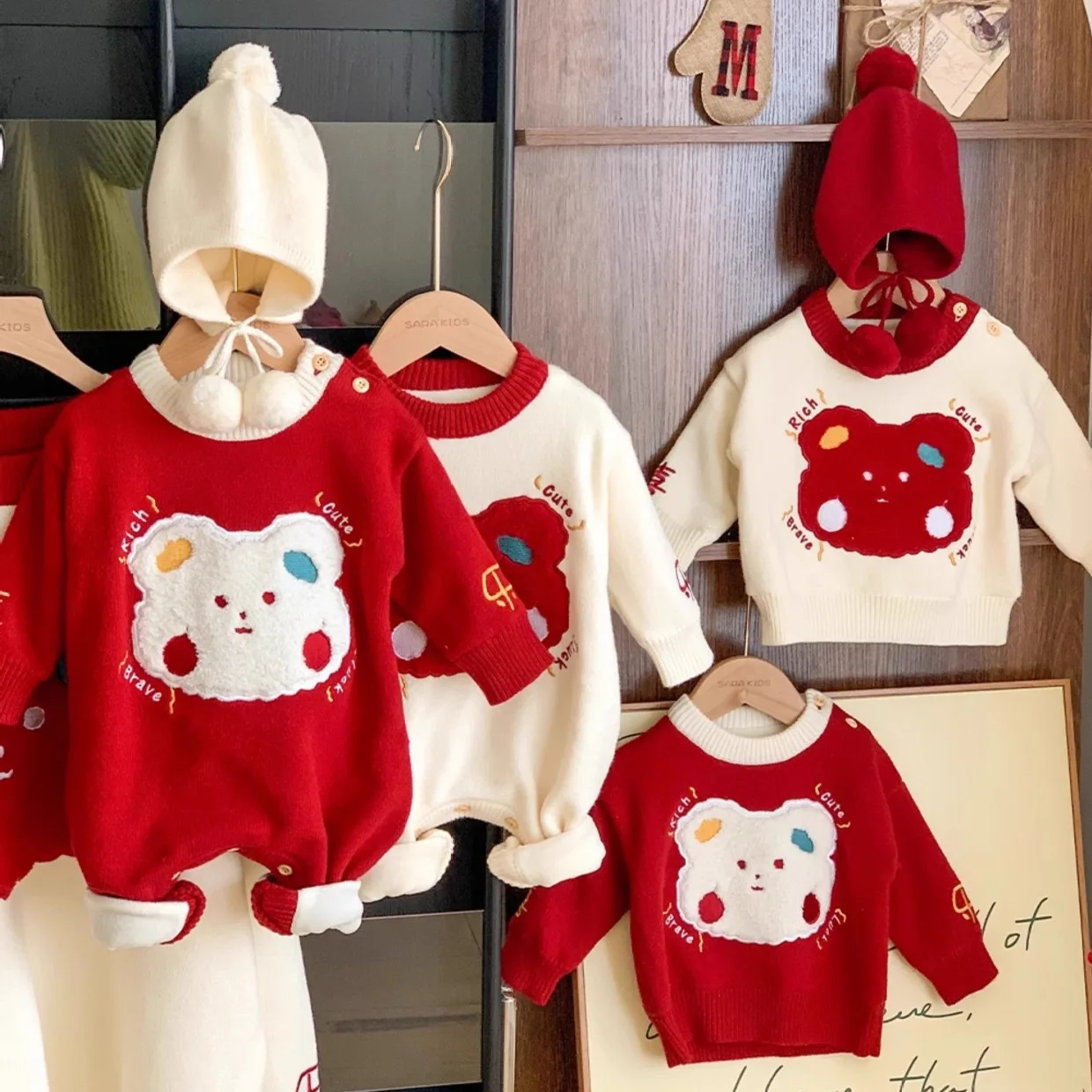 

New Adult Kids Knitted Sweater for Family Autumn Winter Matching Clothes Dad Mom Daughter Son Cartoon Tops Pullover Outfits