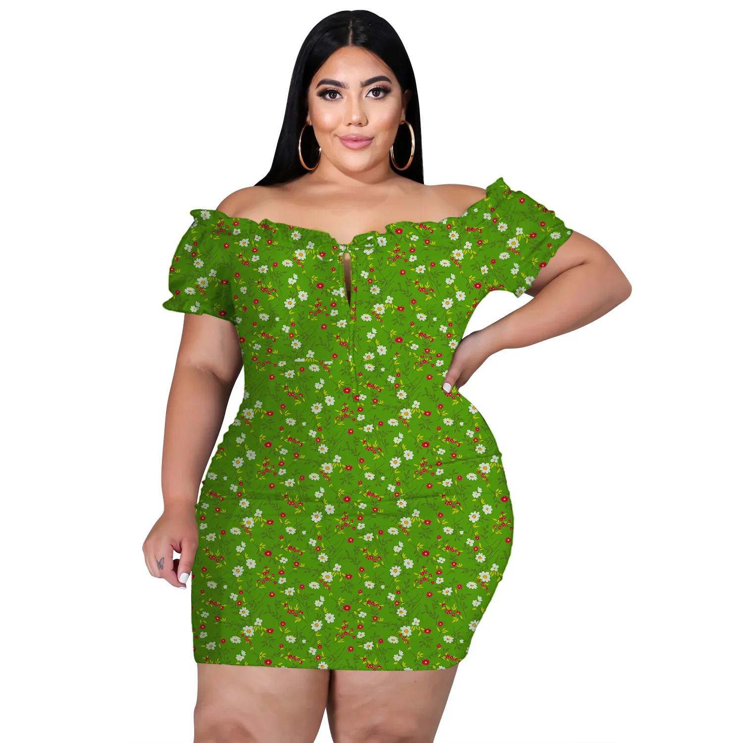 HAOOHU Women Clothing Dresses Plus Size Off Shoulder Club Party T-shirt Dress Mini Sexy Sequins Short Sleeve 2023 Autumn Urban