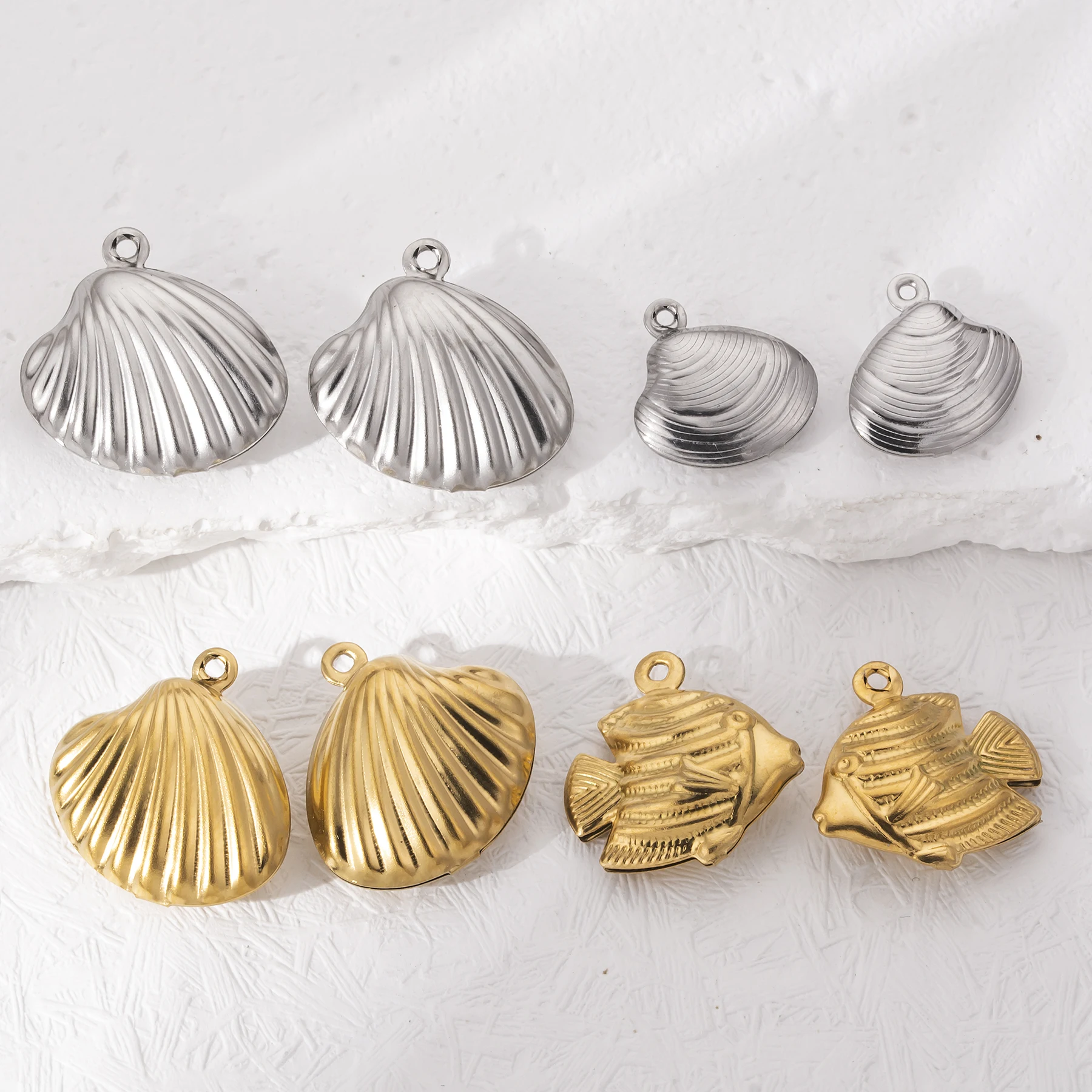 20 Stück/Set Edelstahl Hohlschalen-Fisch-Anhänger Meeres-Tier-Anhänger für DIY-Schmuckherstellung – Detail 6