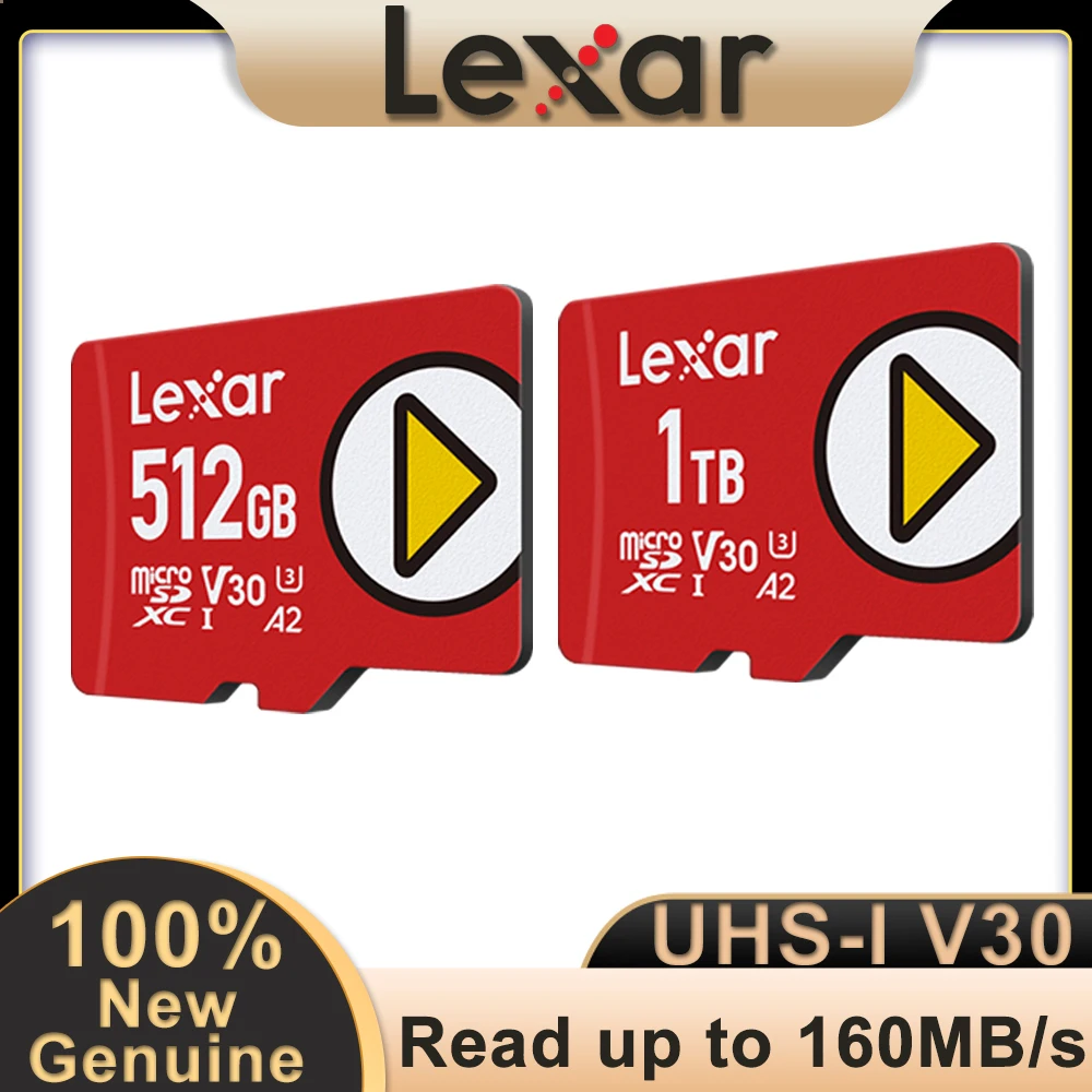 Lexar Play Micro SD Card SDXC Memory Card 128GB 1TB 512GB 256GB UHS-I U3 V30 A2 C10 TF Cards for Nintendo Switch Game Console