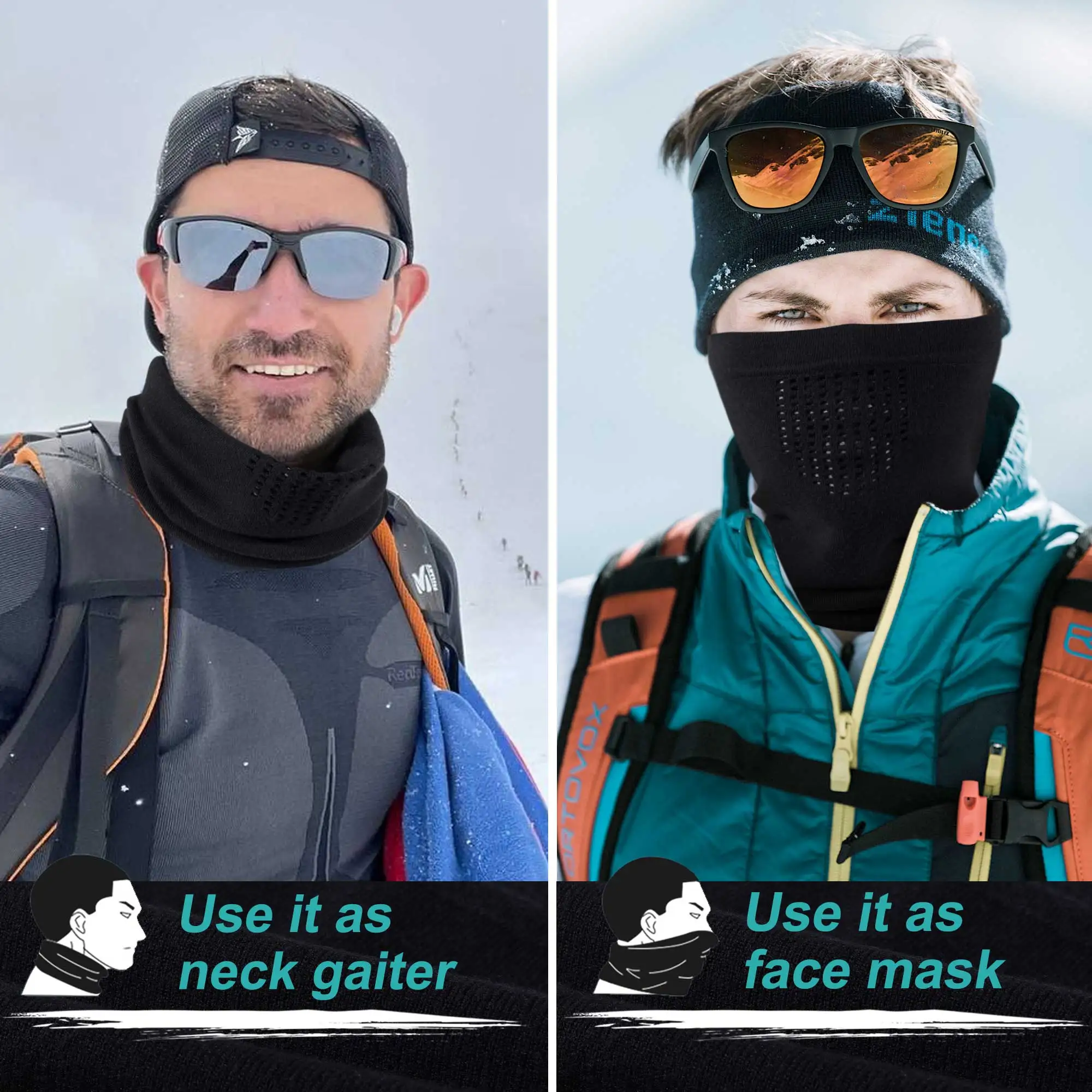 Winter Neck Warmer Gaiter Cold Weather Bandana Skiing Face Cover Windproof Mask Sports Cycling Snowboard Hiking Scarf Men Women