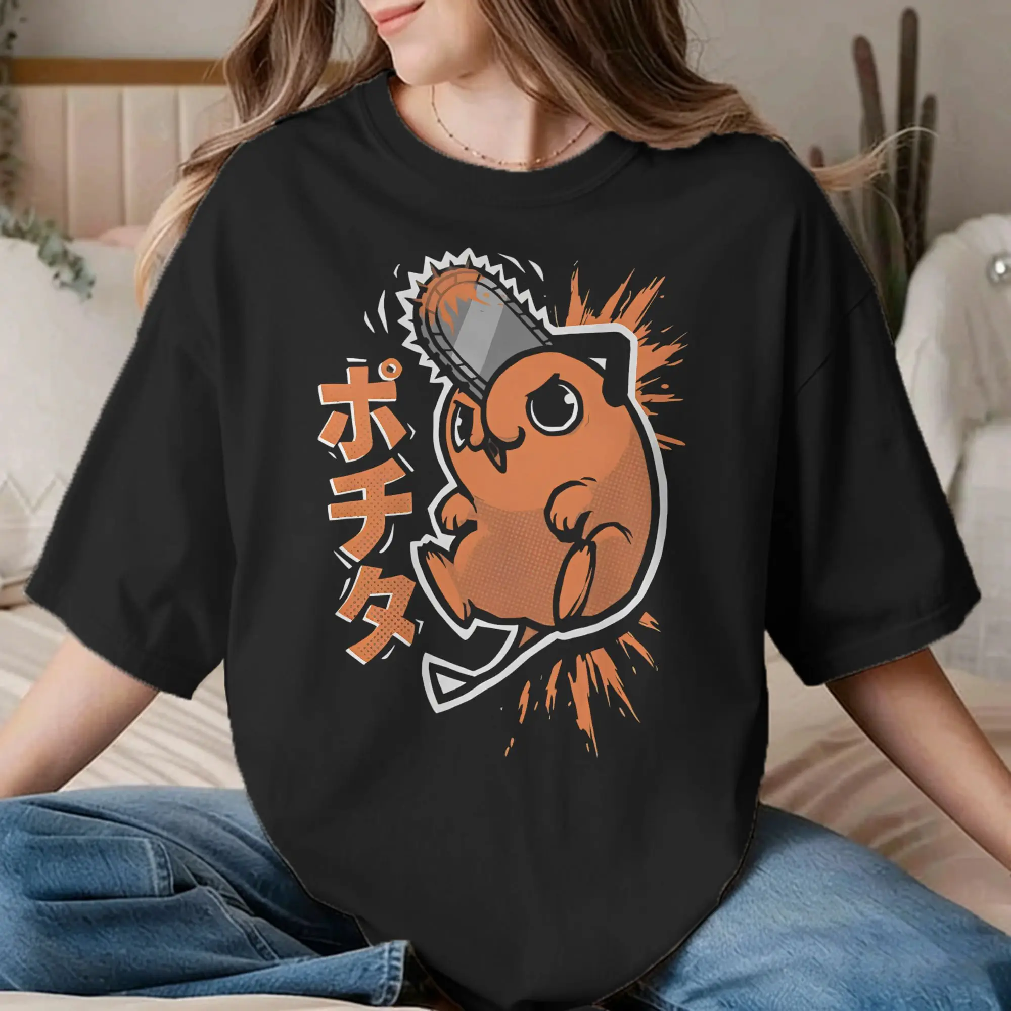 Novelty Chainsawmans Pochita T-Shirts Men Women O Neck Cotton T Shirt Anime Cartoon Short Sleeve Tee Shirt Plus Size Tops