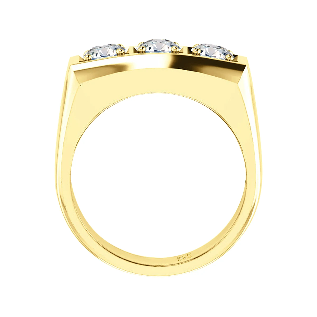 SDOOU 925 Silver Round Cut 3 Stone D Color 0.3CT Moissanite Men's Ring Certified 14k Gold Filled Wedding Band Engagement Jewelry