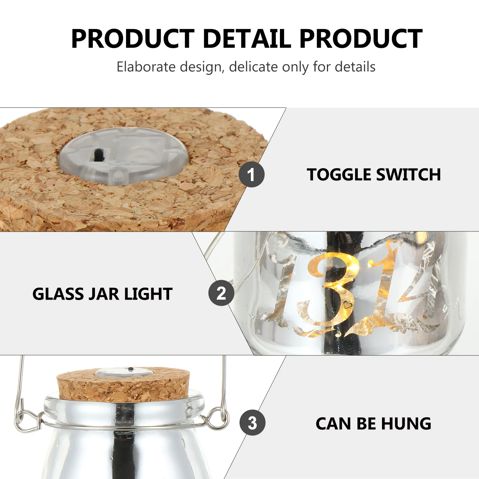 

1Pcs Glass Jar Bottle Decorative LED Bottle Romantic Night Party Home Gift Jar Creative