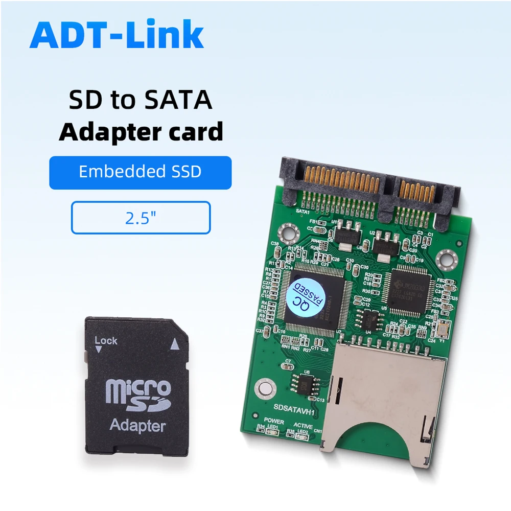 SD To SATA  15PIN + 17PIN 2.5-inch Classic Size Industrial Mobile SSD Embedded Storage Card + SD card cover Shell 128GB Max.