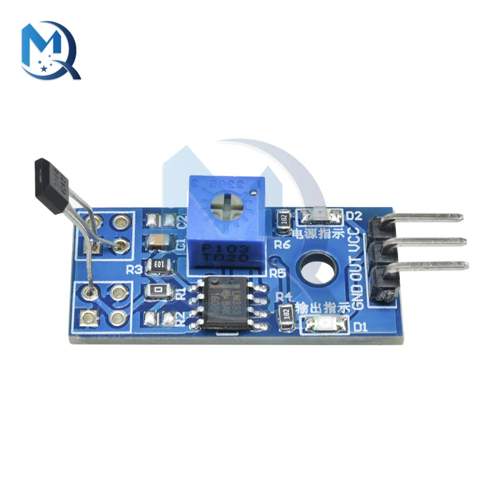 Modulo di misurazione della velocità Hall DC 5V LM393 3144 sensore Hall sonda a induzione magnetica