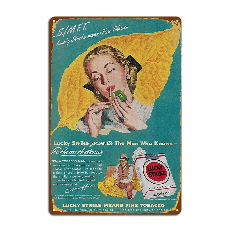 Vintage 1940'S Lucky Strike Cigarettes Ad Metal Signs Wall Cave Bar Cave Customize Plates Tin sign Posters