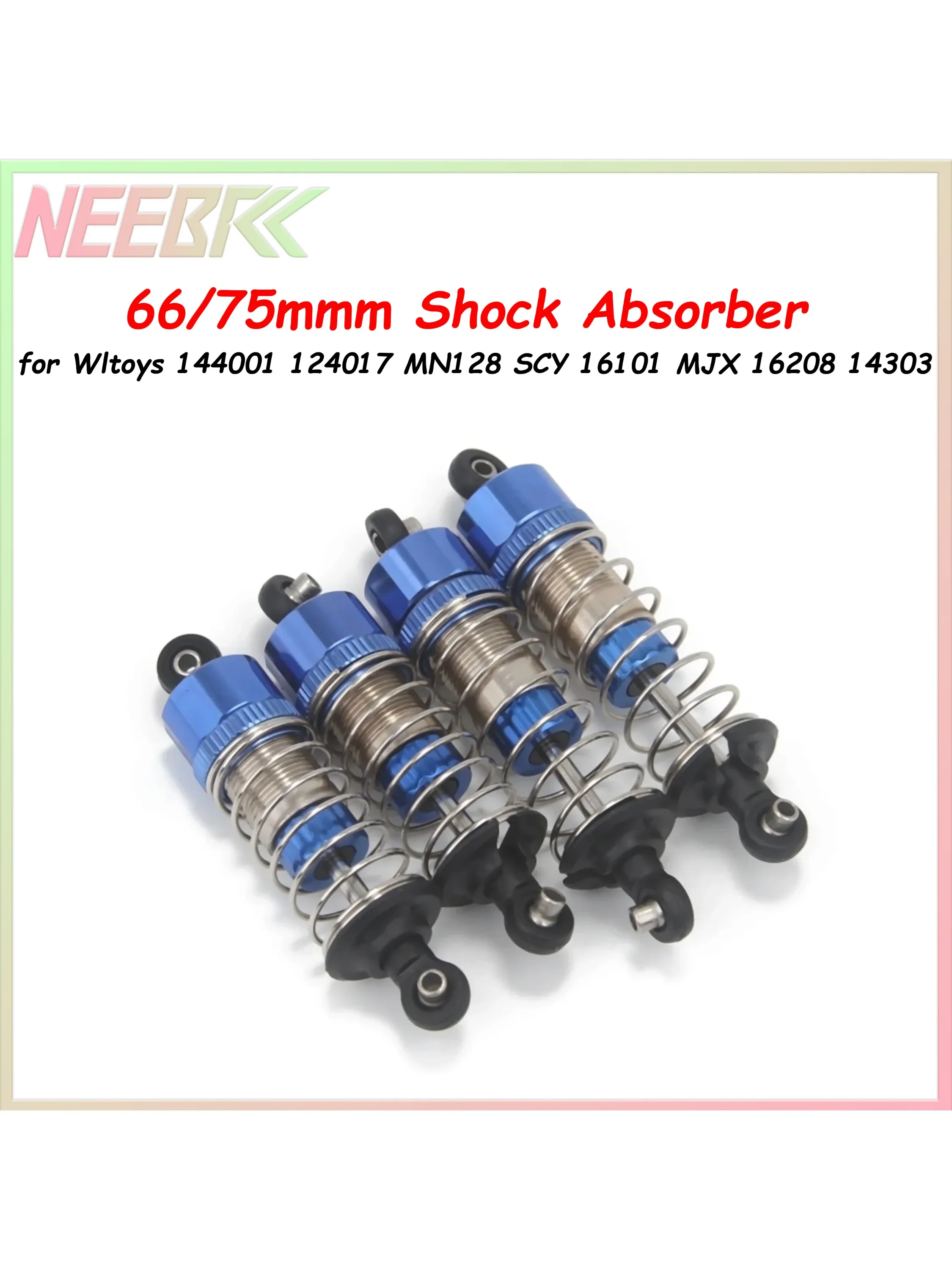 NEEBBRC Metall-Ölstoßdämpfer 66/75mm für Wltoy 144001 124017 MN128 SCY 16101 JJRC Q130 MJX 16208 14303 1/12 1/14 1/16 RC Auto
