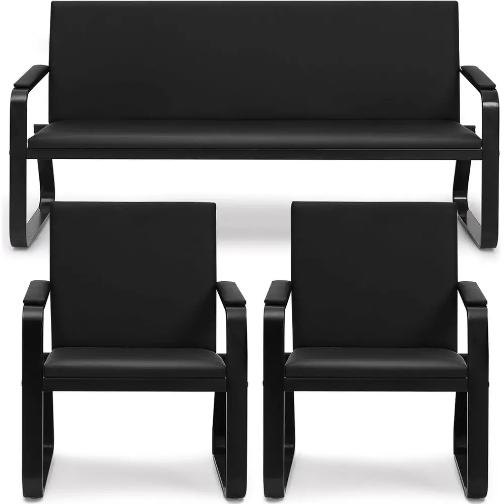 

Armrest PU Leather Waiting Room Chair for Office, Lobby, Conference, Airport, Clinic, Hospital, Bank, and Barber Shops