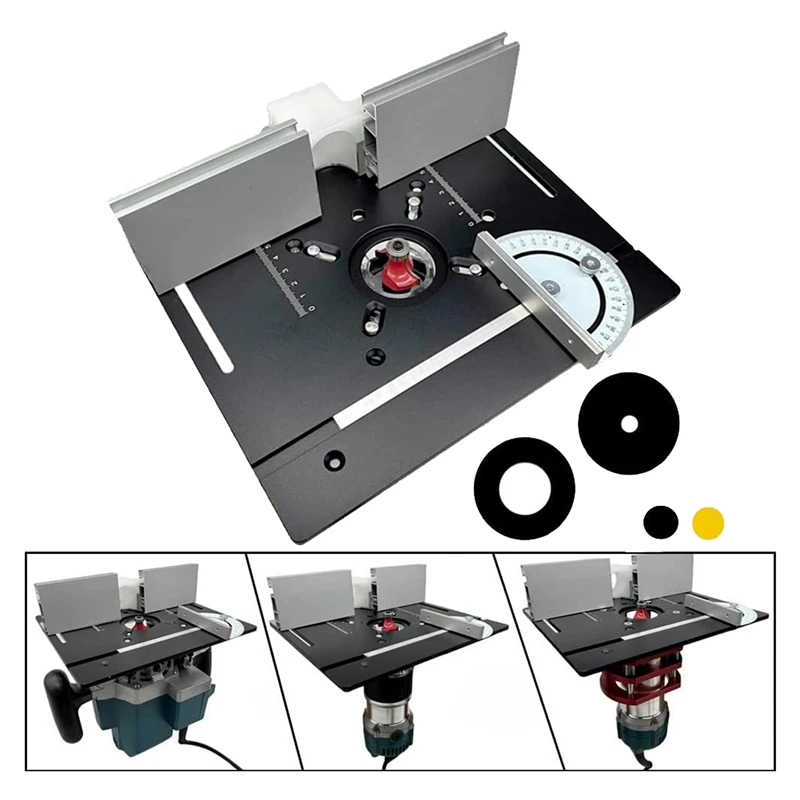 A26I-Router Table Insert Plate Aluminum Alloy Wood Milling Flip Board Trimming Machine Engraving Auxiliary Tool