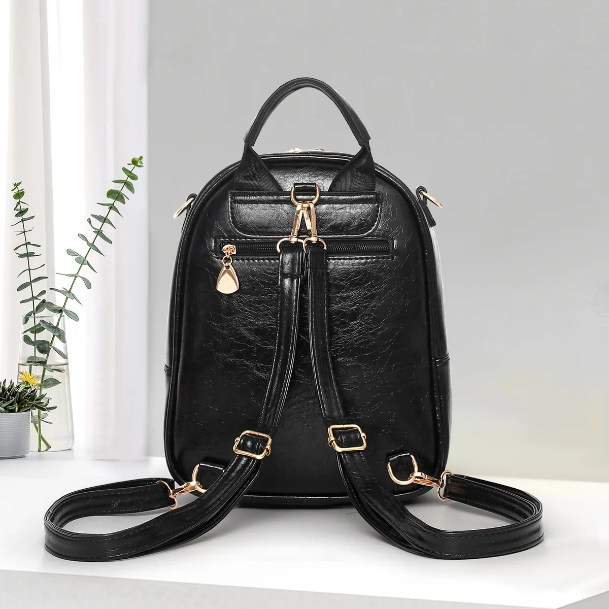 11.2 inch (28cm) fashion women's bag, shoulder-cross-body-multi-function backpack, PU leather material