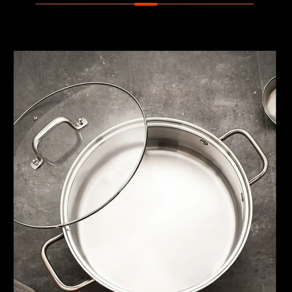 Premium Composite Steel Hot Pot Durable Stainless Soup Pot Large Capacity Cooking Vessel Home Kitchenware