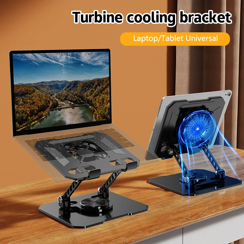 Two-in-one Multifunctional Laptop Tablet Cooling Fan Stand Desktop Folding Adjustable Heightening Stand Suitable For Ipad