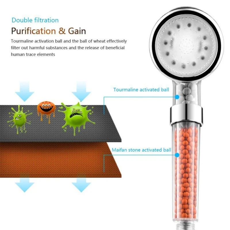 رأس دش LED مع ترشيح تلقائي 7 ألوان تغيير رأس دش ارتفاع ضغط رأس دش توفير المياه رذاذ دش