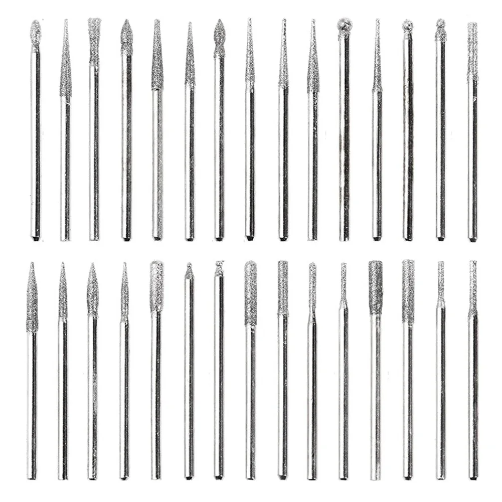 30pcs Emery Bur Set With 2.35mm Shank For Rotary Tool Grinding Polishing And Shaping Tasks Across Multiple Material Types