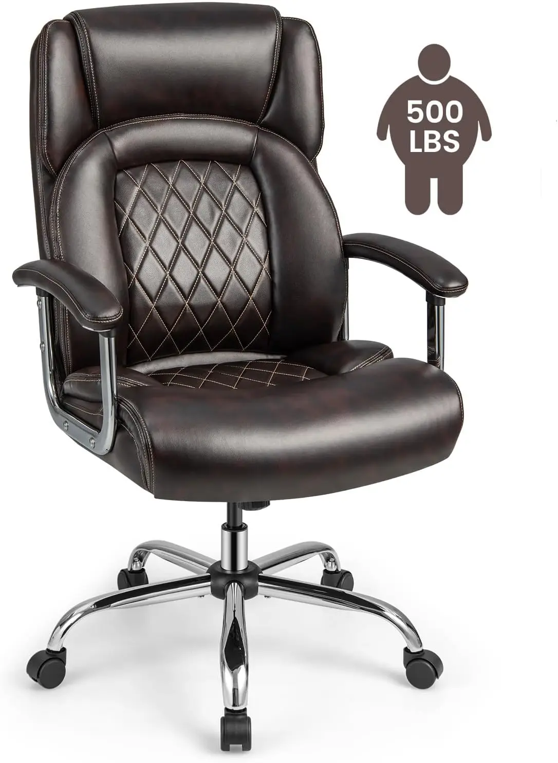 Desk Chair Adjustable PU Leather "Big & Tall" High Back "500LBS Capacity" Swivel Task Chair Black - Office Furniture for Heavy