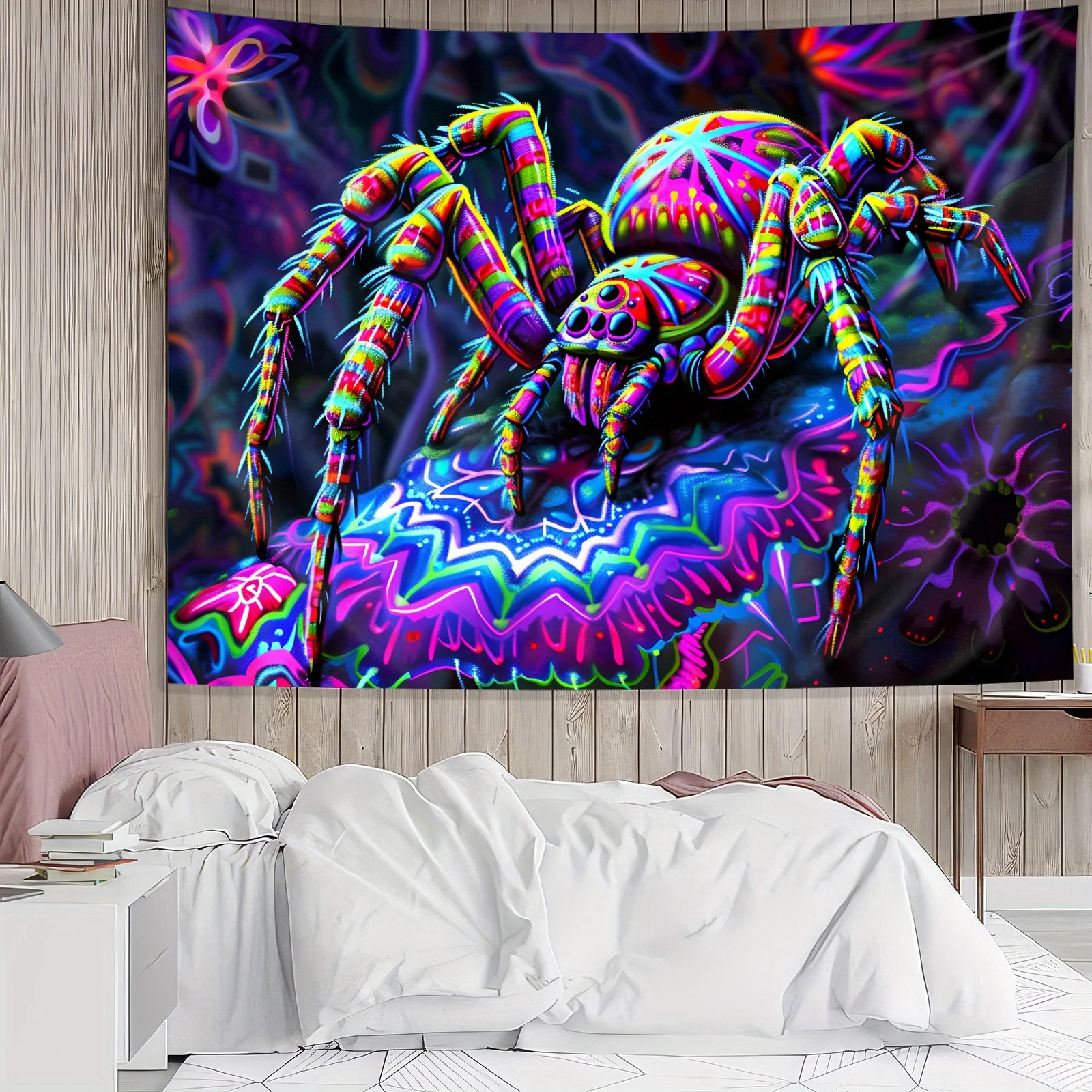 VIKAMA Halloween-Spinnen-Wandteppich für Wohnzimmer, Schlafzimmer, Spielzimmer, dekorativer Wandteppich, Urlaub, Party-Dekoration, Heimdekoration