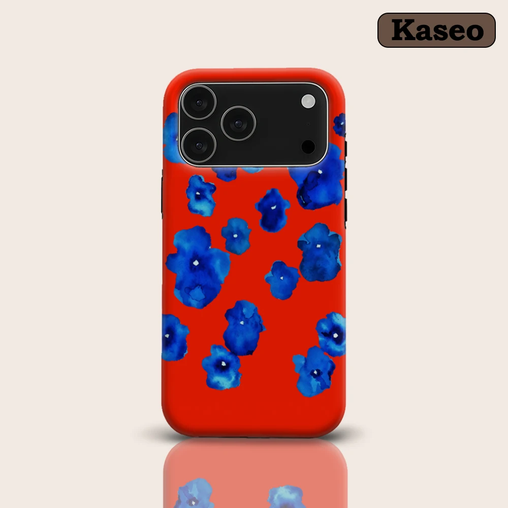 

Crimson & Cobalt Watercolor Blooms for Magnetic Phone Case for IPhone 17 16 15 14 13 Pro Max Plus Single Double-layer Tough Case