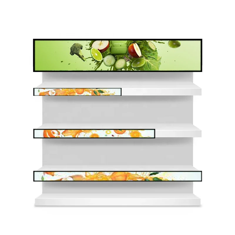 Stretched Bar   Lcd Media Player 28.1/24 Signage Display Display for Taxi High Brightness Shelf Screen for Supermarket