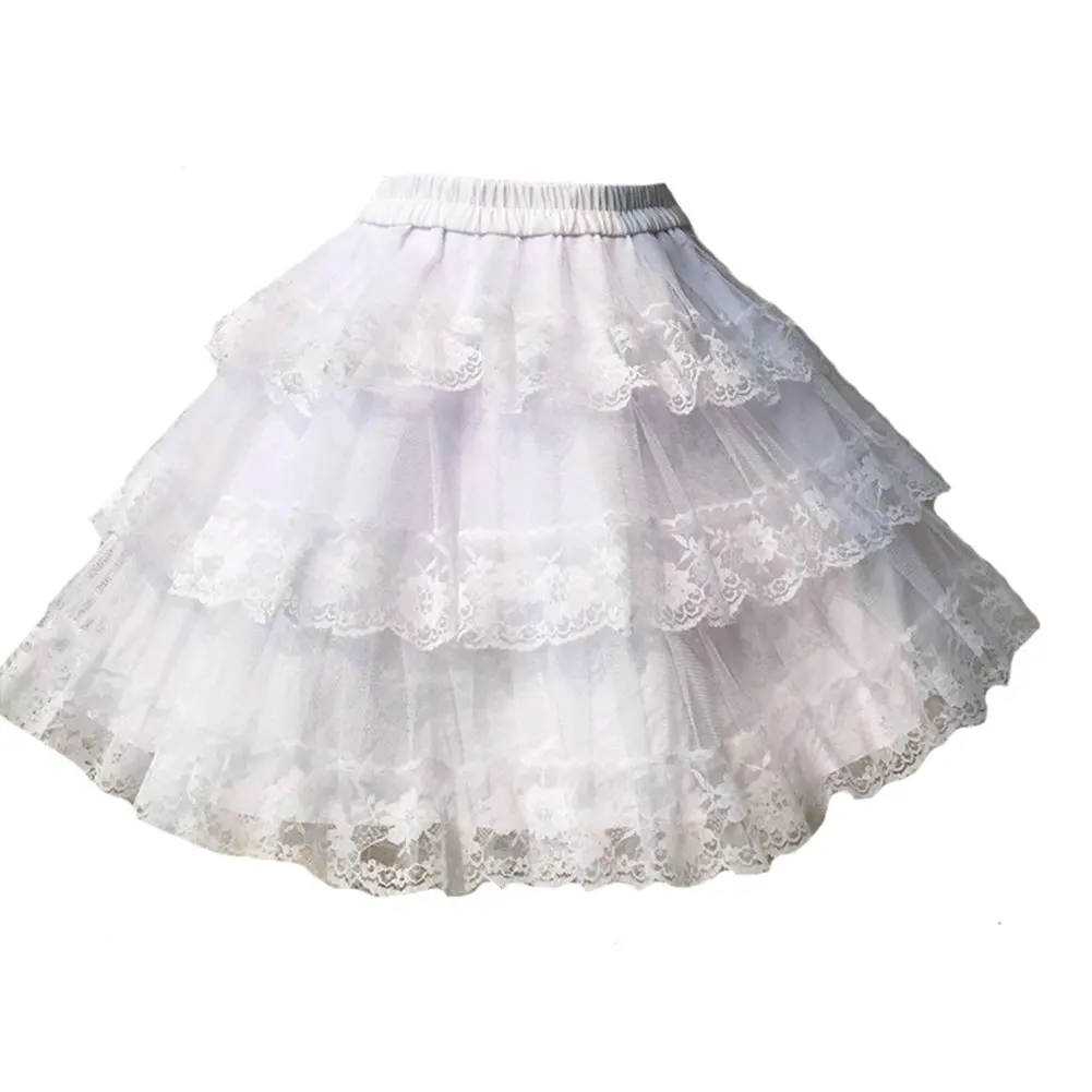 Rok dalam Crinoline 3 lapis Gotik Ruffled mewah Vintage Rockabilly rok dalam