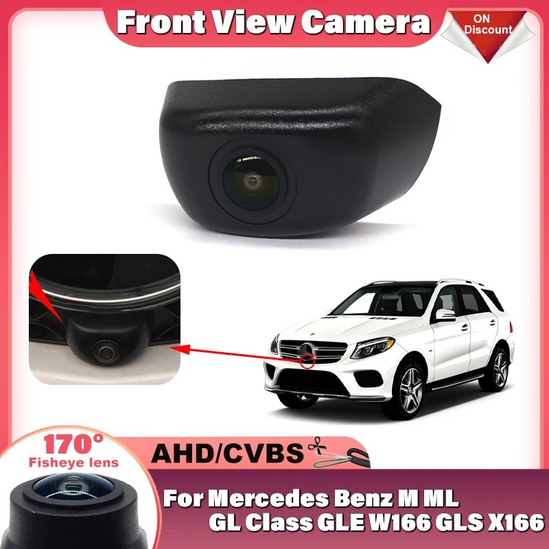 AHD 1080P LOGO 170°Wide Angle Car Parking Front View Camera Waterproof For Mercedes Benz M ML GL Class GLE W166 GLS X166