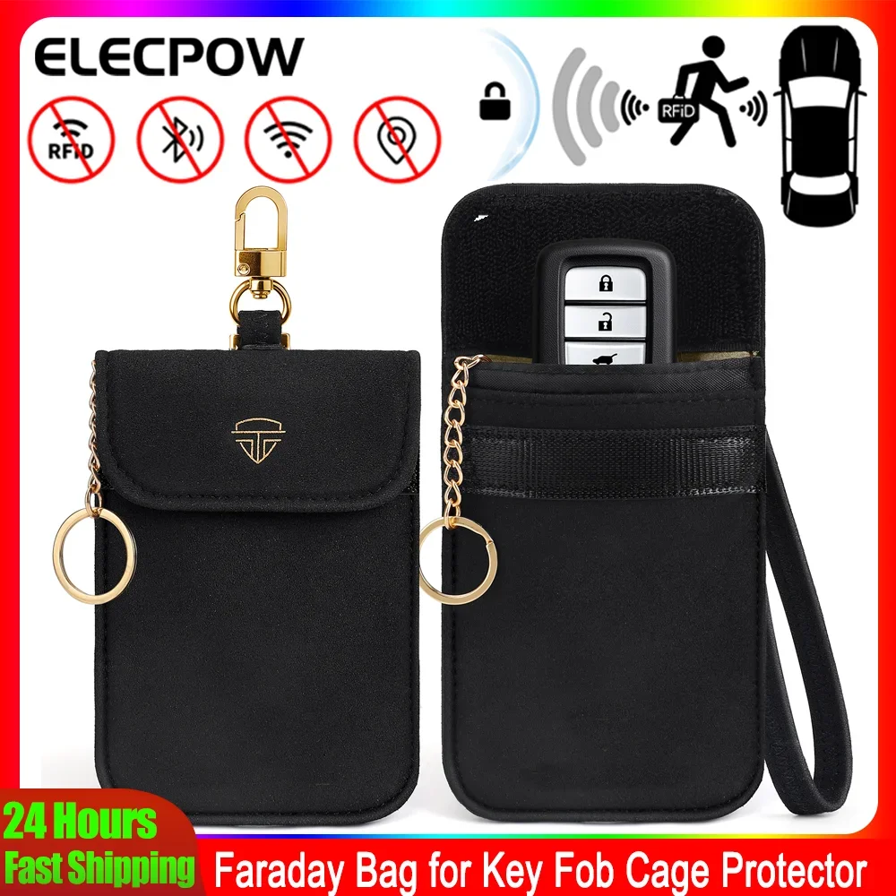 

Faraday Pouch for Car Keys Car RFID Signal Blocking Faraday Bag Holder Key Fob Protector Cage Pouch Block Signal Anti-Theft Case