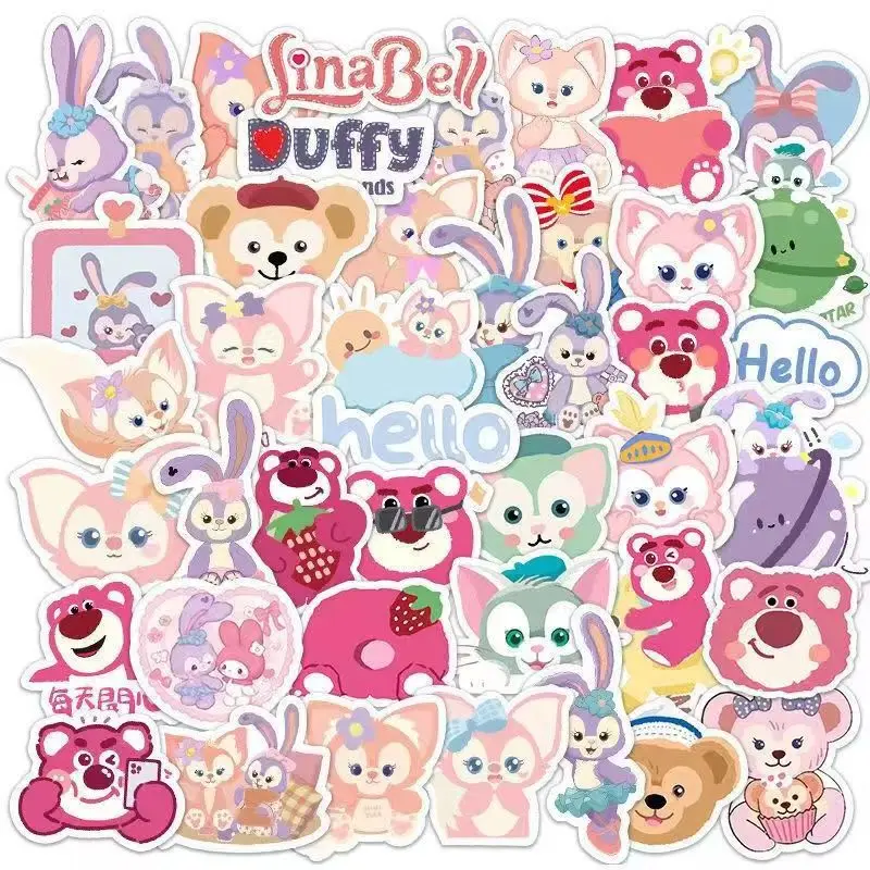 

50/65 шт. Disney Cute Mix StellaLou, LinaBell, Lotso мультяшные наклейки для ноутбука, скейтборда, телефона, автомобиля, граффити, наклейка, каваи