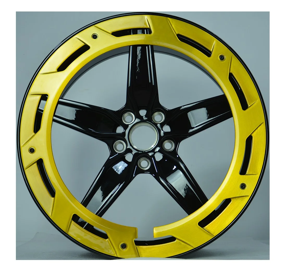 Monoblock 18 inch 20 inch deep concave forged wheels with golden decoration ring for Lamborghini gallardo PCD 5X 112 CB 57.1