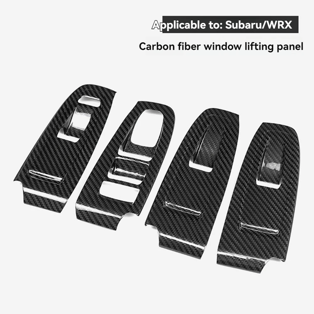 Car Real Dry Carbon Fiber Interior Window Lift Switch Button Trim Cover Frame Panel Regulator DecorationFor Subaru WRX 2022+