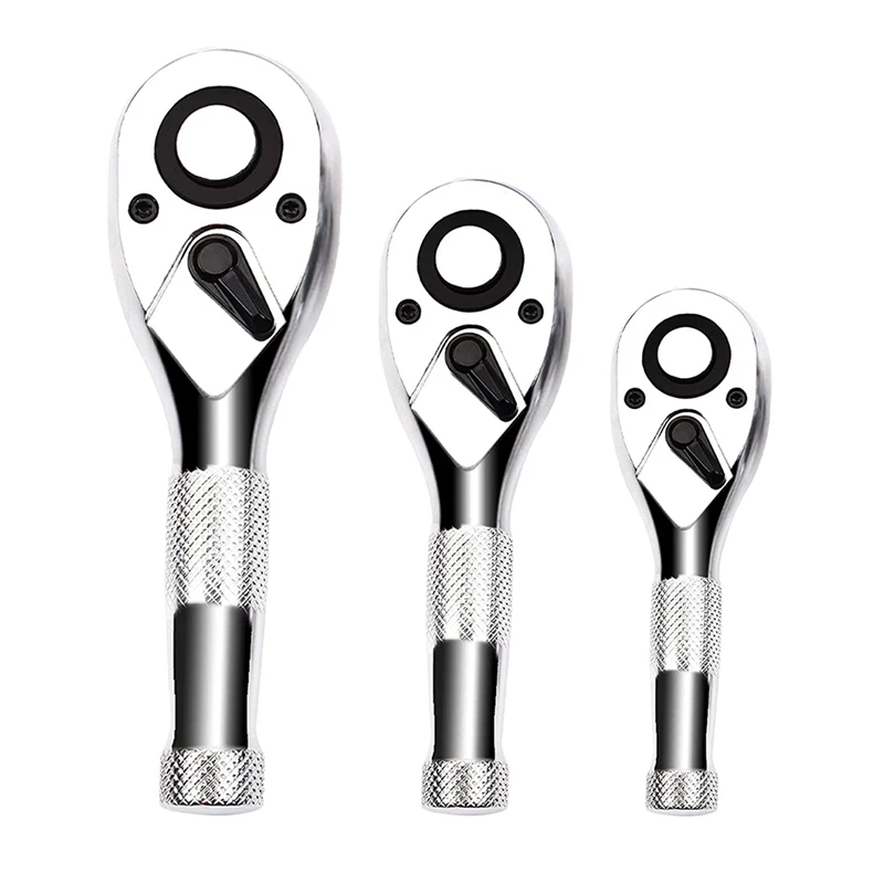 

Promotion! 1/4, 3/8, 1/2 Inch Drive Stubby Ratchet Set 3Pc Mini Ratchet Quick-Release Head 72-Tooth