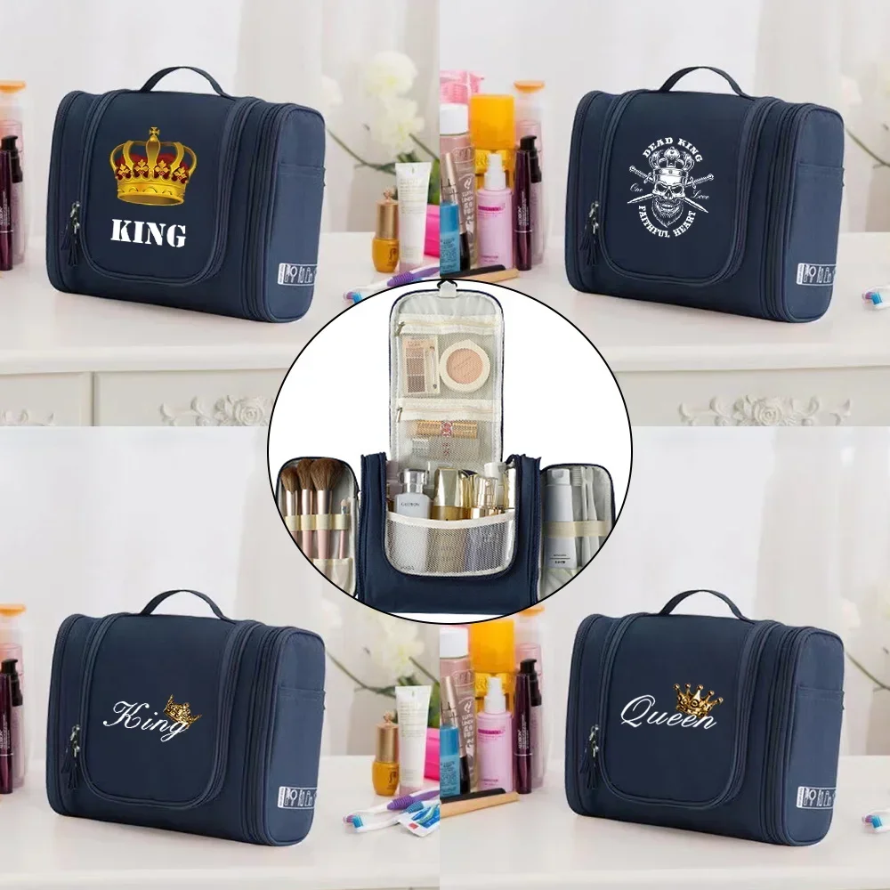 

Travel Toiletry Kits Organizer Bags Women Hanging Cosmetic Bag Hanging Washing Travel Makeup Storage Bags King&Queen Pattern