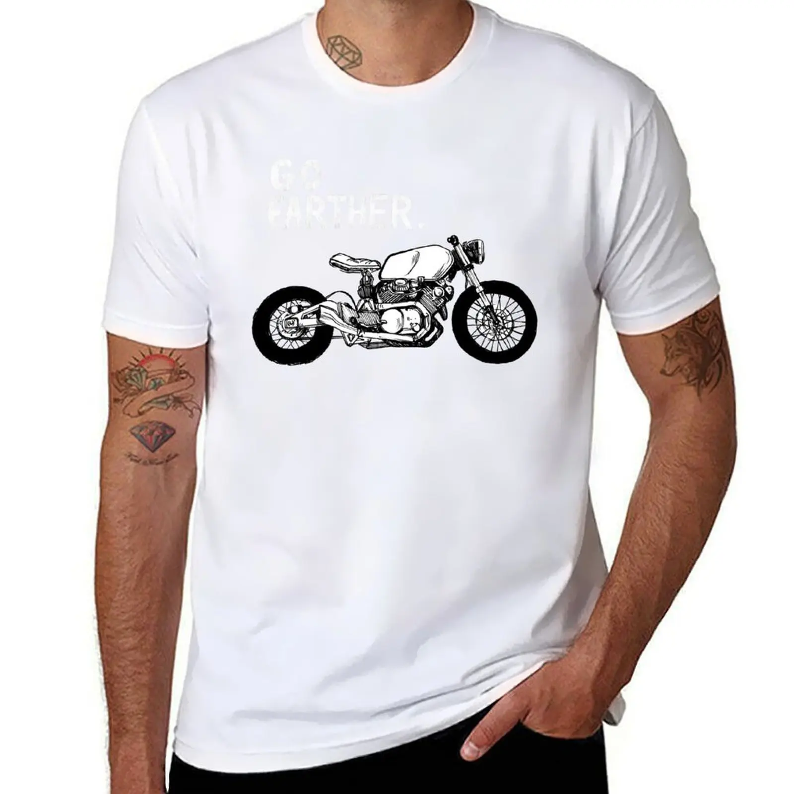 Go Farther-Cafe Racer футболка мужские футболки для мужчин мужские футболки для мужчин повседневная футболка