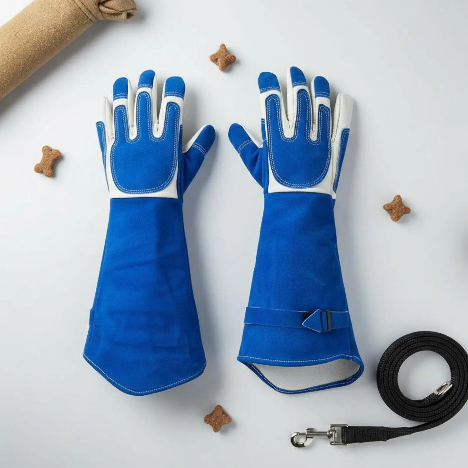 Extra-long Cowhide Bite Resistant Gloves Protective Leather Gloves for Veterinarians and Thorn-proof Garden Work