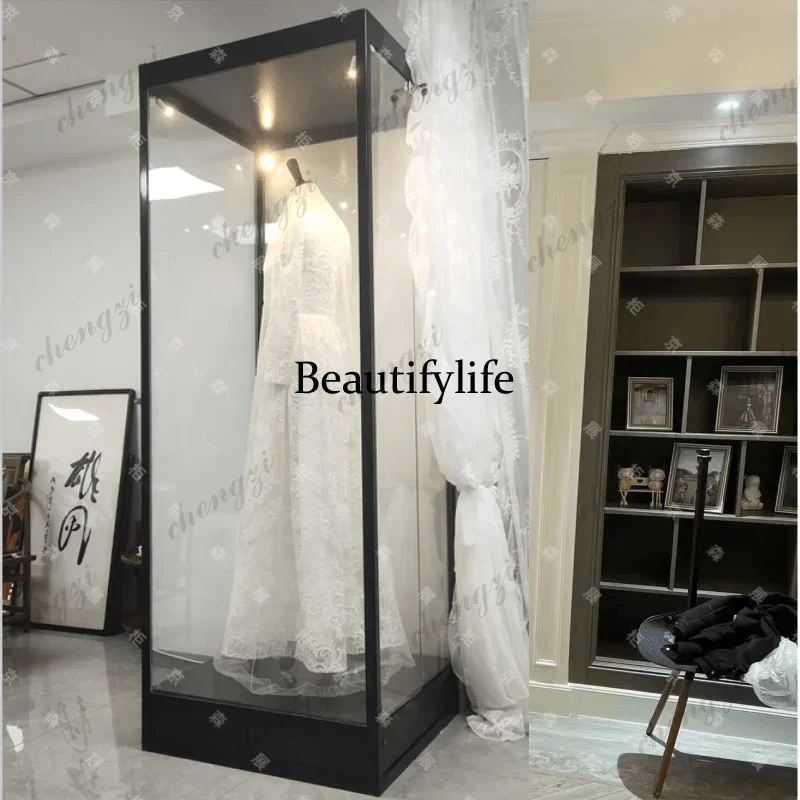 Clothing Model Display Cabinet Wedding Dress Glass Window Ethnic Clothing Transparent Exhibition Cabinet Statue Exhibition Cabin