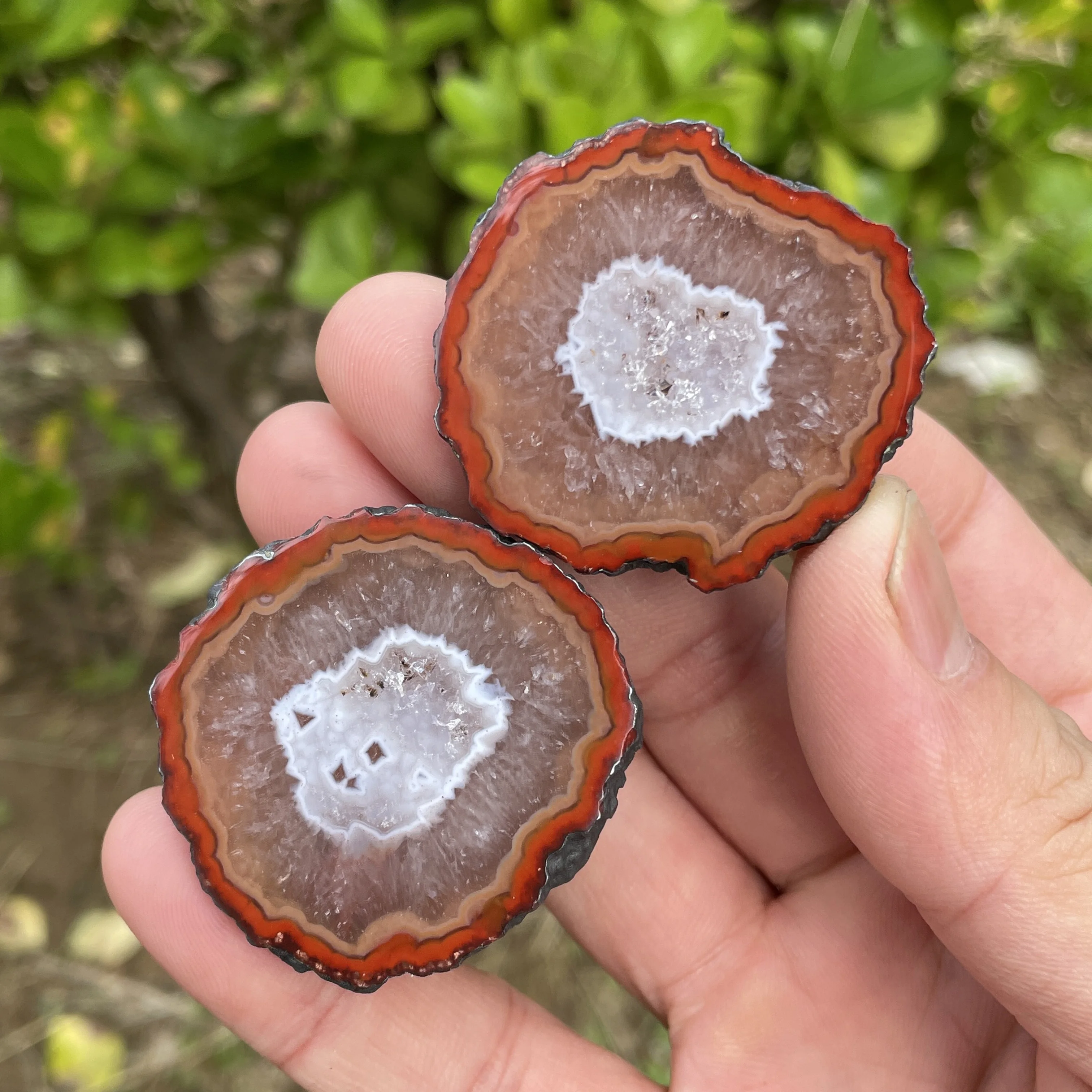 2pcs Natural Sardonyx Polished HeBei ZhanGuo Red Agate Geode Egg Crystal Quartz Cluster Healing Stone Home Decor EC1-17