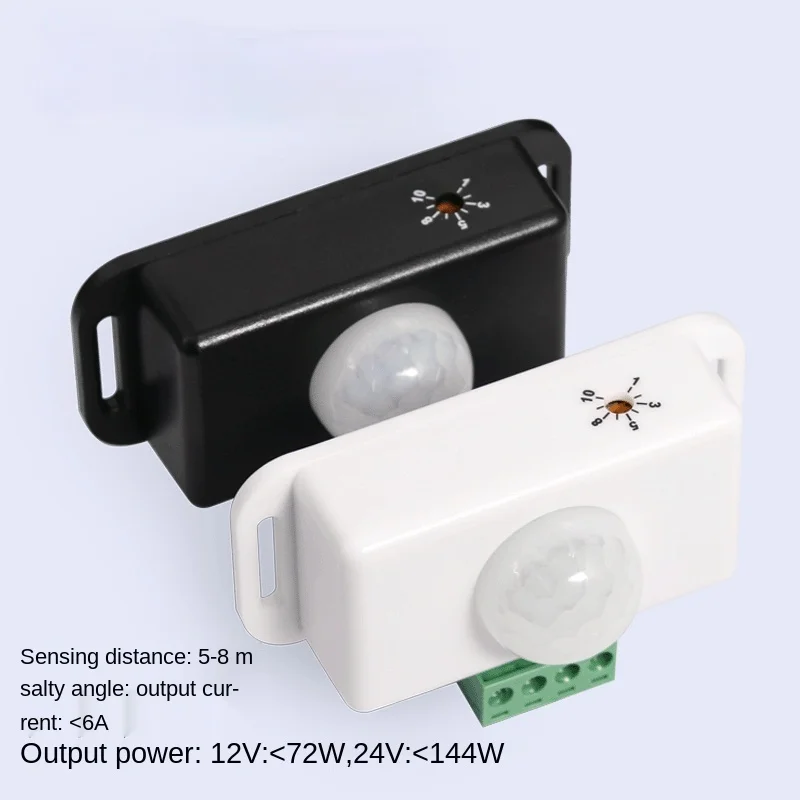 1 buah DC 12V 24V 8A saklar Sensor gerak PIR penyesuaian otomatis modul sakelar lampu detektor inframerah IR untuk lampu cahaya Strip LED